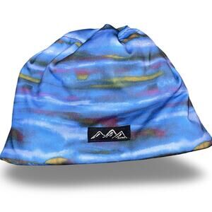 Skida Alpine Hat Beanie Blue Watercolor Stripe Fleece Lined Mens Womens Unisex